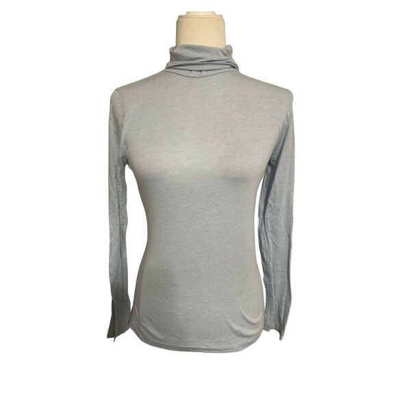 j crew womens solid baby blue long sleeve turtleneck top xxs - Picture 1 of 5